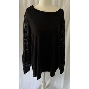 Dual Nature Lace sleeve/ long sleeve with gathered cuff black Large